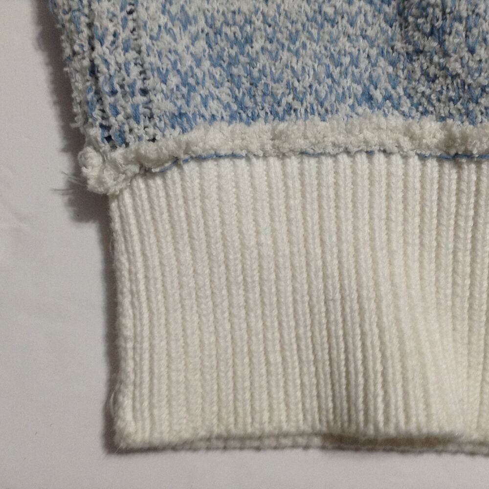 Free People Womens Sweater Blue Large Pullover White Cuff Loose Knit - Picture 7 of 13